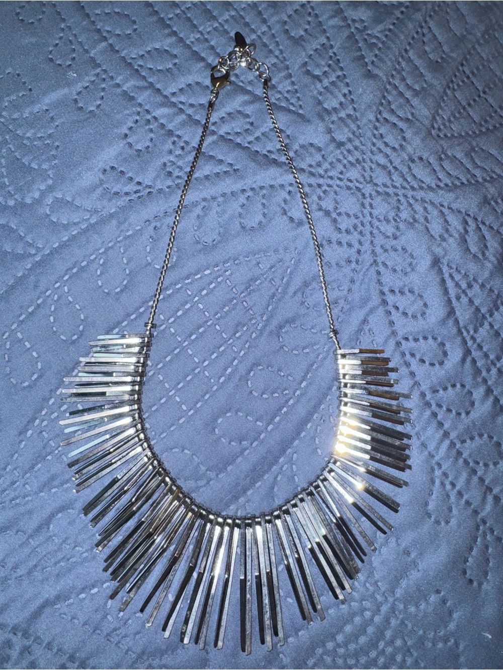 Tasha Silver Spike Fringe Necklace